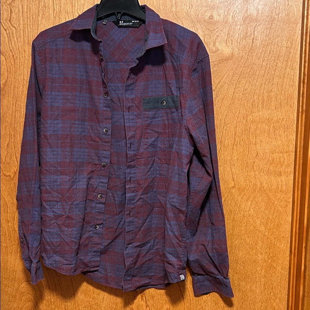 Under Armour Burgundy And Blue Button-Down Shirt